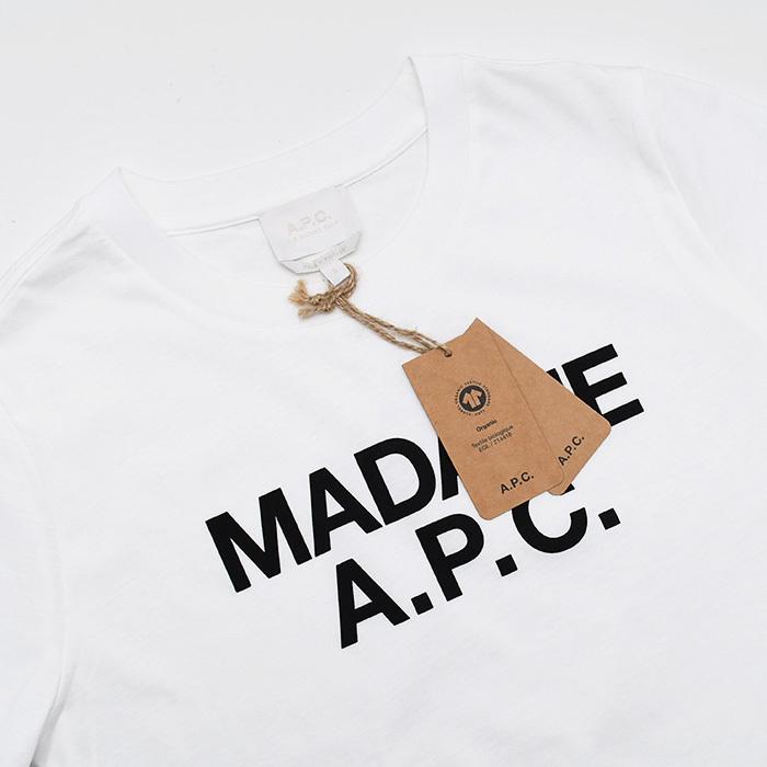 A.P.C アーペーセー Tシャツ MADAME A.P.C. クロップTシャツ COHBW F26559 レディース ホワイト コットン プリントロゴ 半袖 クルーネックの画像