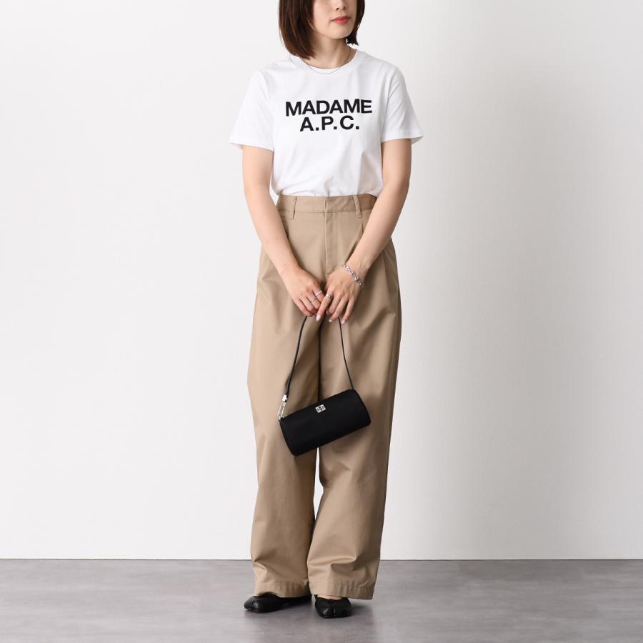 A.P.C アーペーセー Tシャツ MADAME A.P.C. クロップTシャツ COHBW F26559 レディース ホワイト コットン プリントロゴ 半袖 クルーネックの画像