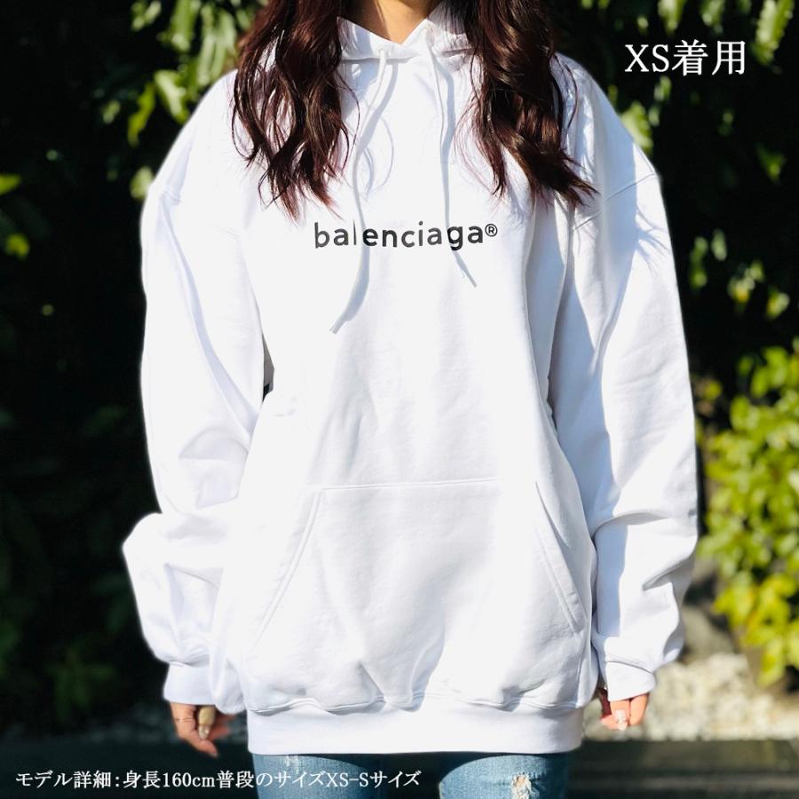 48 割引福袋 バレンシアガ Balenciaga パーカー フーディー 白 ホワイト ロゴ S パーカー レディース Solcaloja Med Ec