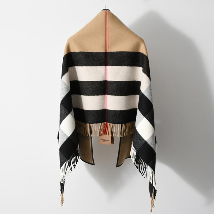 BURBERRY バーバリー ケープ ウール カシミア ポケット付 ジャカード