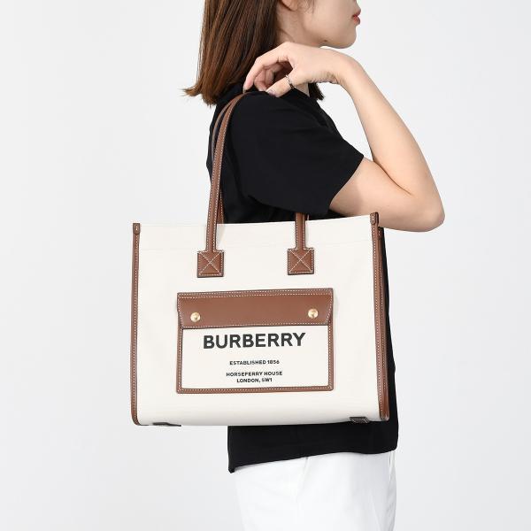 BURBERRY バーバリー トートバッグ フレヤトート キャンバス レザー