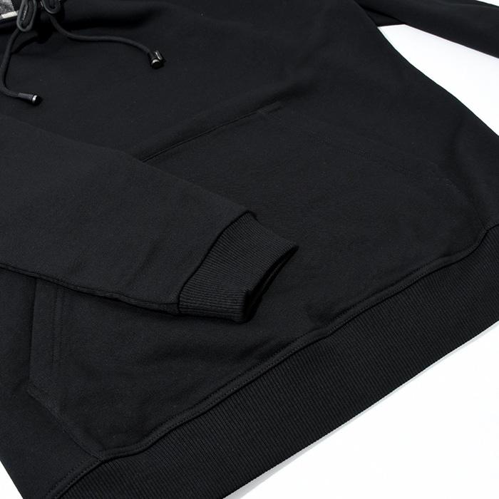 BURBERRY バーバリー 23SS ノバチェックフード ドローコード プルオーバーパーカー スウェット ブラック 8058117 BURBERRY バーバリー 23SS ノバチェックフード ドローコード プル