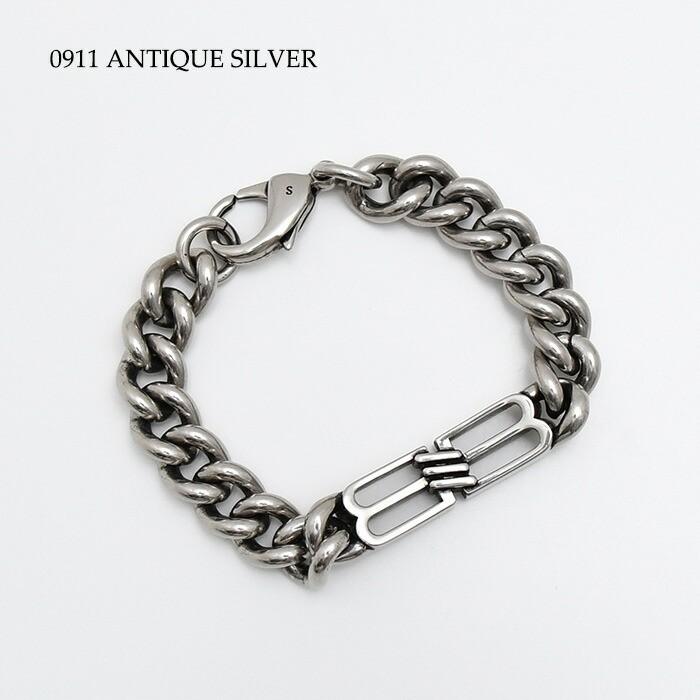 BALENCIAGA バレンシアガ ブレスレット アクセサリー BB ICON GOURMETTE 718493 TZ99I メンズ ユニセックス シルバー 真鍮 チェーンブレスレット ロゴの画像