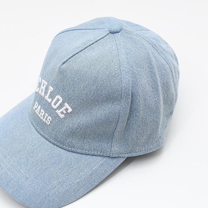 CHLOE クロエ キャップ 帽子 C20869 CH26SB20869 キッズ デニムブルー オーガニックコットン ロゴ刺しゅう バックストラップ 大人も使えるの画像