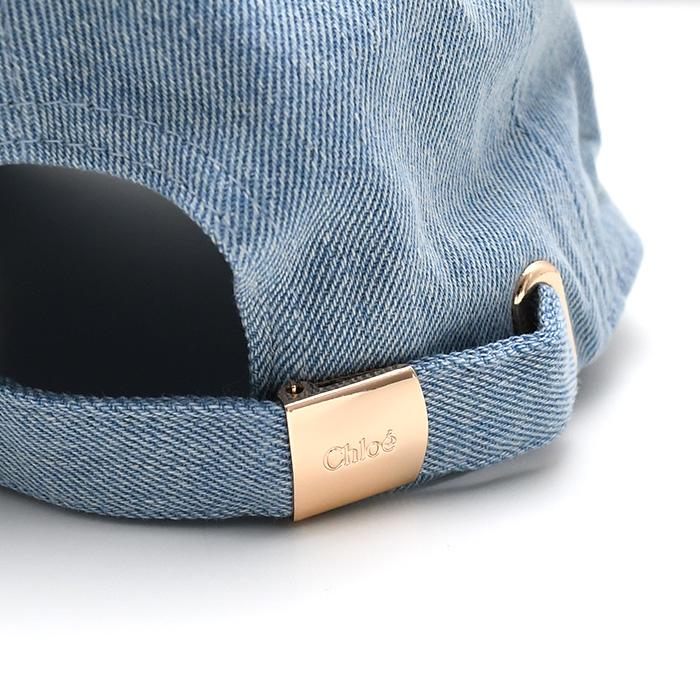 CHLOE クロエ キャップ 帽子 C20869 CH26SB20869 キッズ デニムブルー オーガニックコットン ロゴ刺しゅう バックストラップ 大人も使えるの画像