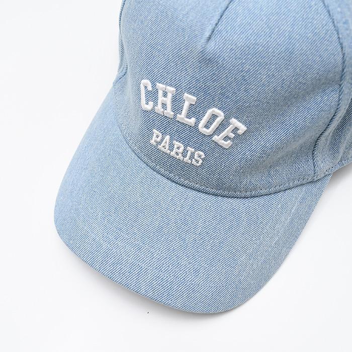 CHLOE クロエ キャップ 帽子 C20869 CH26SB20869 キッズ デニムブルー オーガニックコットン ロゴ刺しゅう バックストラップ 大人も使えるの画像