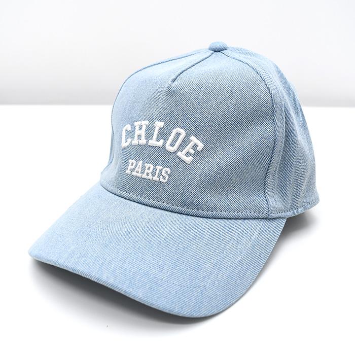 CHLOE クロエ キャップ 帽子 C20869 CH26SB20869 キッズ デニムブルー オーガニックコットン ロゴ刺しゅう バックストラップ 大人も使えるの画像