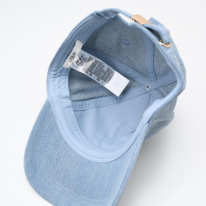 CHLOE クロエ キャップ 帽子 C20869 CH26SB20869 キッズ デニムブルー オーガニックコットン ロゴ刺しゅう バックストラップ 大人も使えるの画像