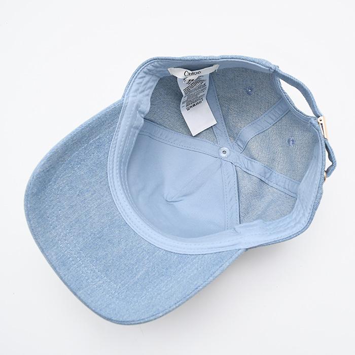 CHLOE クロエ キャップ 帽子 C20869 CH26SB20869 キッズ デニムブルー オーガニックコットン ロゴ刺しゅう バックストラップ 大人も使えるの画像