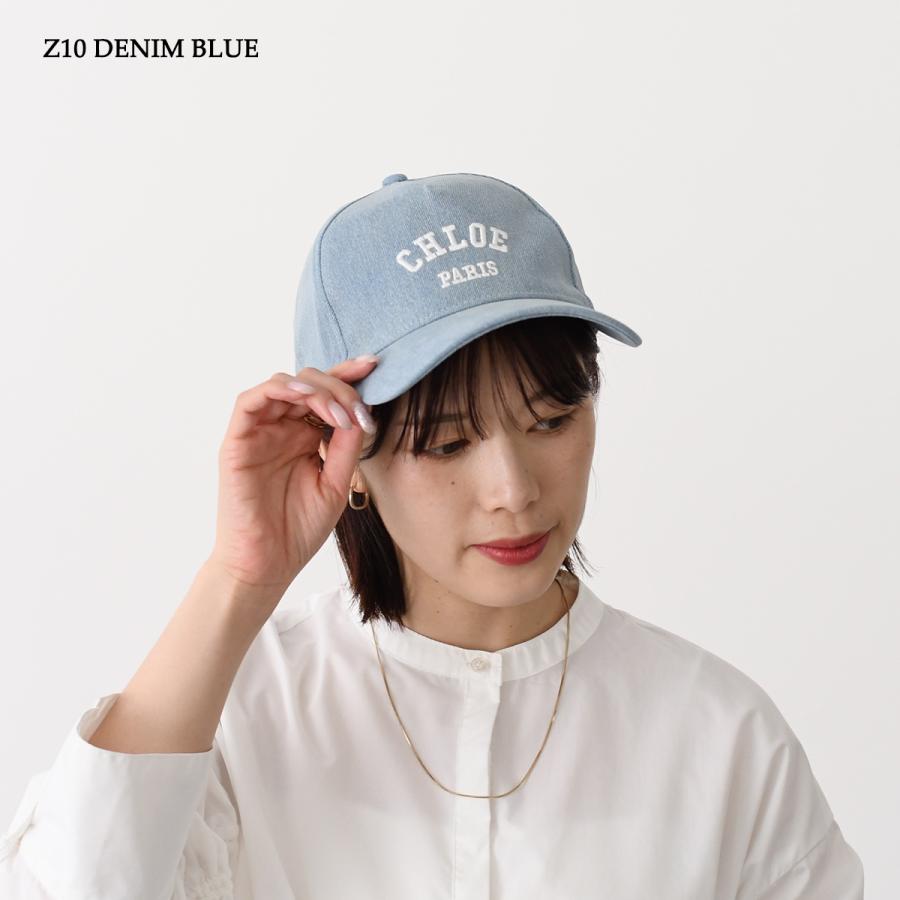 CHLOE クロエ キャップ 帽子 C20869 CH26SB20869 キッズ デニムブルー オーガニックコットン ロゴ刺しゅう バックストラップ 大人も使えるの画像