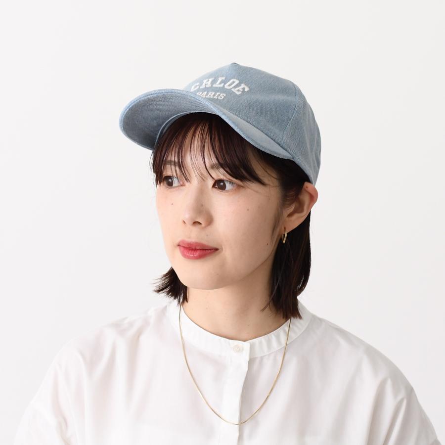 CHLOE クロエ キャップ 帽子 C20869 CH26SB20869 キッズ デニムブルー オーガニックコットン ロゴ刺しゅう バックストラップ 大人も使えるの画像