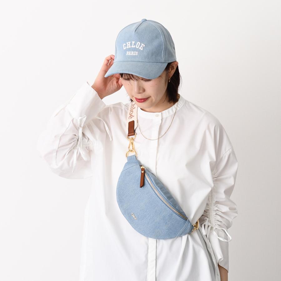 CHLOE クロエ キャップ 帽子 C20869 CH26SB20869 キッズ デニムブルー オーガニックコットン ロゴ刺しゅう バックストラップ 大人も使えるの画像