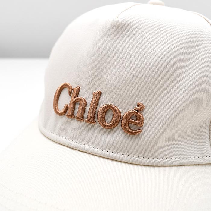 CHLOE クロエ キャップ 帽子 C20871 CH26SB20871 キッズ ホワイト コットン コントラストカラー キッズウェア ロゴ刺しゅう バックストラップ 大人も使えるの画像