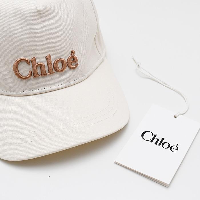 CHLOE クロエ キャップ 帽子 C20871 CH26SB20871 キッズ ホワイト コットン コントラストカラー キッズウェア ロゴ刺しゅう バックストラップ 大人も使えるの画像