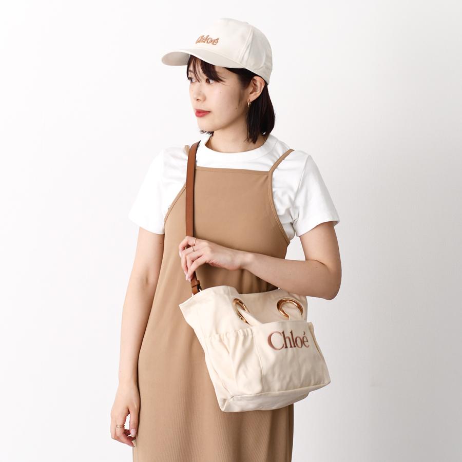 CHLOE クロエ キャップ 帽子 C20871 CH26SB20871 キッズ ホワイト コットン コントラストカラー キッズウェア ロゴ刺しゅう バックストラップ 大人も使えるの画像