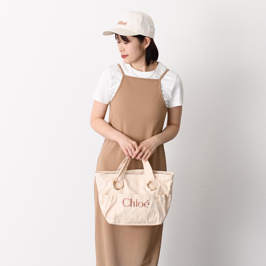 CHLOE クロエ キャップ 帽子 C20871 CH26SB20871 キッズ ホワイト コットン コントラストカラー キッズウェア ロゴ刺しゅう バックストラップ 大人も使えるの画像