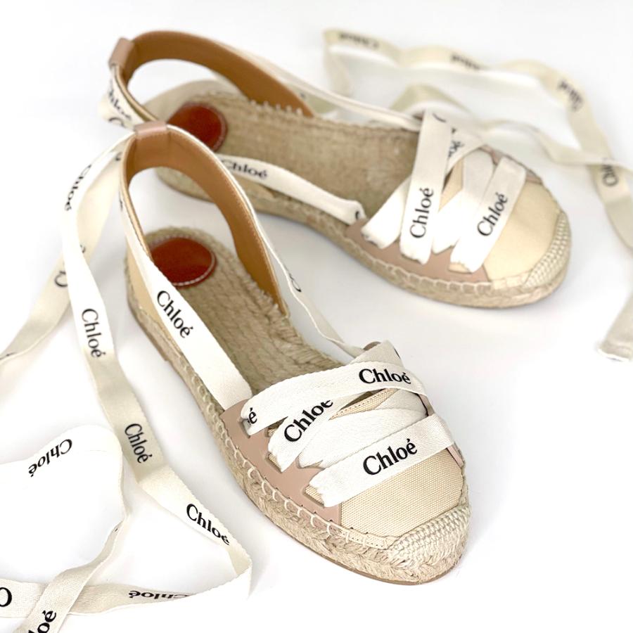 Chloe クロエ Lauren レースアップ エスパドリーユ サンダル レディース 靴 シューズ レース ロゴ Soft Tan ベージュ リボン キャンバス Chc21u444 Ch Chc21u444 セレクトショップ Felice Yahoo 店 通販 Yahoo ショッピング