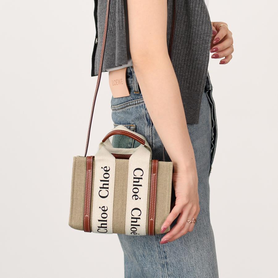 CHLOE トートバッグ ウッディ 2WAY ミニバッグ CHC22AP237I26 クロエ トートバッグ ショルダーバッグ ウッディ ミニバッグ