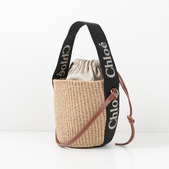 【売り尽くし】Chloe クロエ 2WAY スモールバスケット ショルダーバッグ かごバッグ 肩掛け 斜め掛け ハンドバッグ 鞄 かばん CHC23AS381L    ベージュ ブラック 黒 ゴールド金具 レディース 春 夏【中古品】 Chloe - Chloe クロエ 2WAY スモールバスケット ショルダーバッグ かご