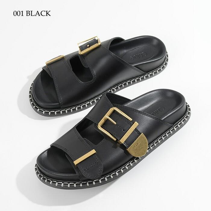 【5/31〜ポイント10倍】CHLOE クロエ スライドサンダル シューズ REBECCA CHC24S981D1 レディース 黒 BLACK ブラック フラットサンダル 爆買の画像