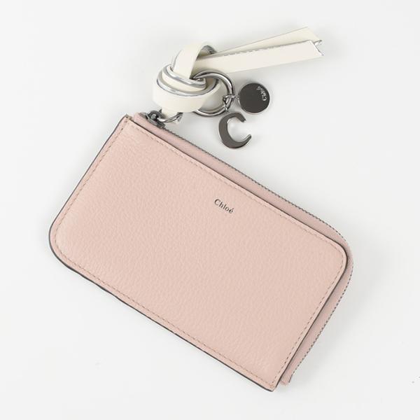 Chloe クロエ 財布 ロゴ刺繍 ジップカードホルダー シルバー メタリック Chloe（クロエ） カードケース ALPHABET アルファベット フラグメント