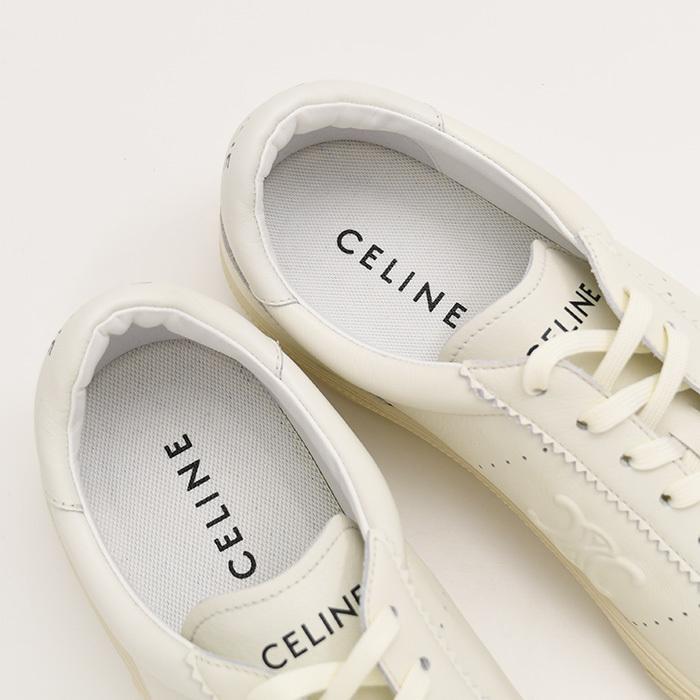 【ラスト1点】CELINE セリーヌ シューズ トリオンフ レザースニーカー 364665189C メンズ 白 オフホワイト レザー ロゴ ローカットの画像