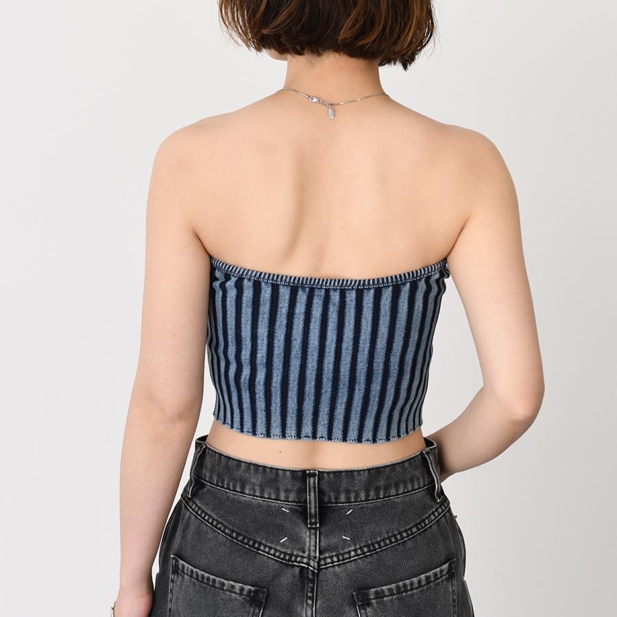 DIESELチューブトップM M-CLARKSVILLEX-C Rib-knit tube top with Oval D｜ブルー