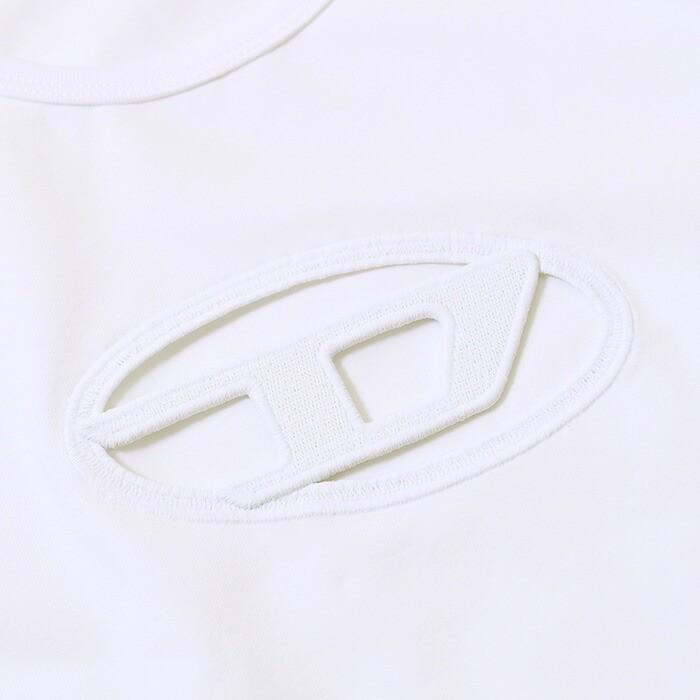 【10％OFF】DIESEL ディーゼル ワンピース トップス D-ANGIEL コットンジャージーミニドレス A06270 0AFAA レディース ホワイト ブラックの画像