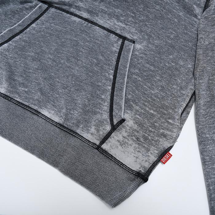 DIESEL (ディーゼル) ジップパーカー グレー×インディゴ 中古・古着通販】DIESEL (ディーゼル) ダメージスリーブデニム