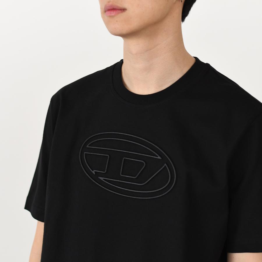DIESEL/ディーゼル/T - ADJUST - BIGOVAL    要在庫確認 T-ADJUST-BIGOVAL T-shirt with embossed Oval D｜ブラック