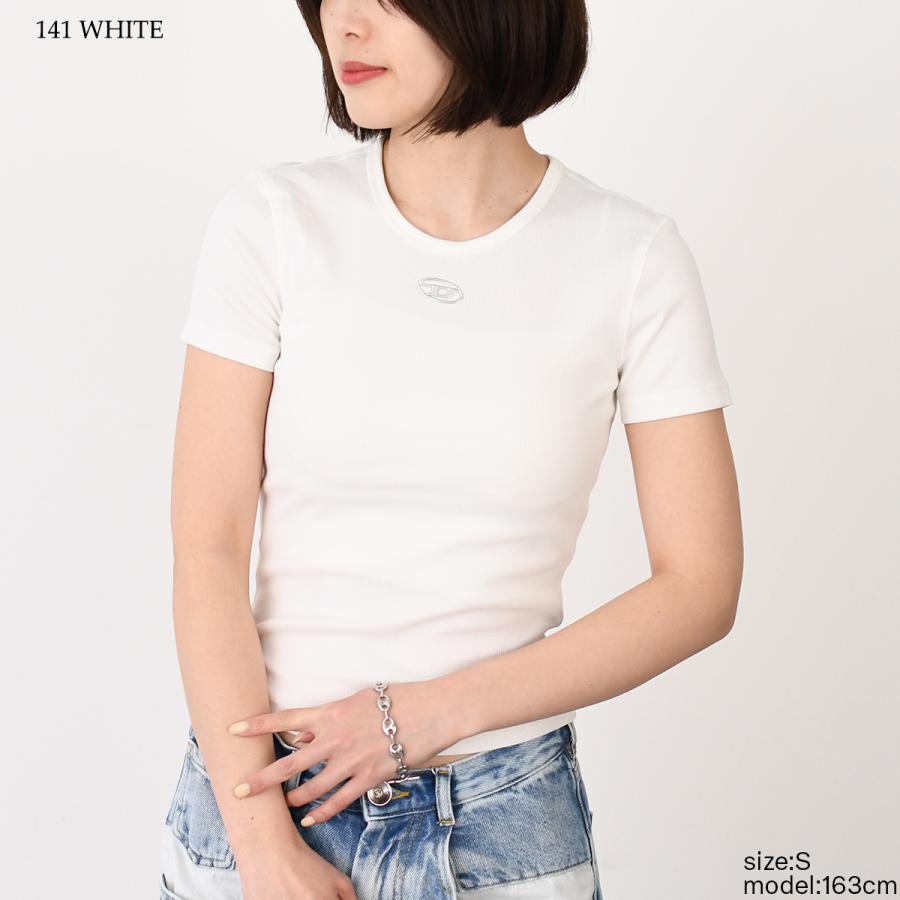 DIESEL ディーゼル Tシャツ トップス カットソー T-ELE-LONG-OD A19910 0JMBA レディース ブラック ホワイト コットン オーバルD スリムフィット 半袖の画像
