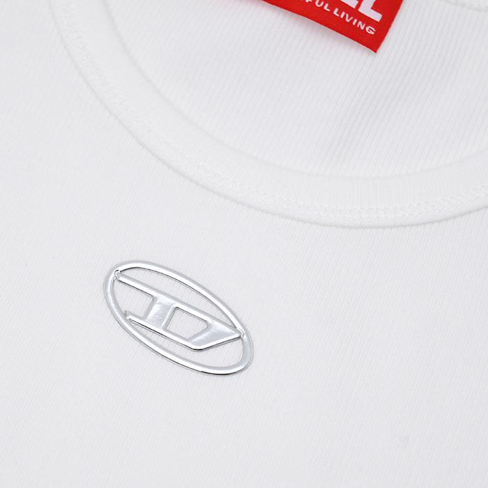 DIESEL ディーゼル Tシャツ トップス カットソー T-ELE-LONG-OD A19910 0JMBA レディース ブラック ホワイト コットン オーバルD スリムフィット 半袖の画像