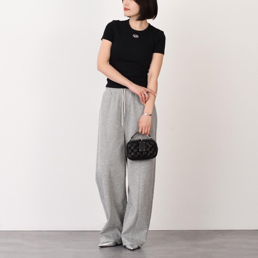 DIESEL ディーゼル Tシャツ トップス カットソー T-ELE-LONG-OD A19910 0JMBA レディース ブラック ホワイト コットン オーバルD スリムフィット 半袖の画像