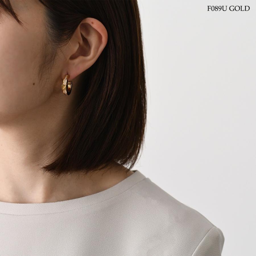 FENDI フェンディ ピアス アクセサリー フォーエバー フェンディ 8AL216 ATEP レディース ゴールド ブロンズ クリスタル フープピアス スタッズピアス FFロゴの画像