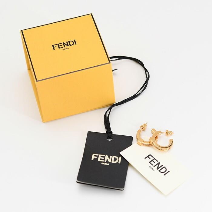 FENDI フェンディ ピアス アクセサリー フォーエバー フェンディ 8AL216 ATEP レディース ゴールド ブロンズ クリスタル フープピアス スタッズピアス FFロゴの画像