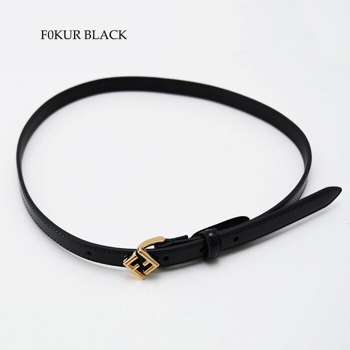 FENDI フェンディ ベルト FFダイヤモンド 8C0742 AW63 レディース ブラック カーフレザー FFモチーフ ロゴ 細ベルト 爆買の画像