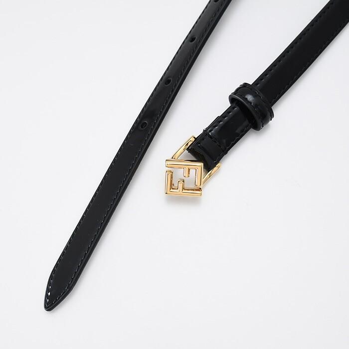 FENDI フェンディ ベルト FFダイヤモンド 8C0742 AW63 レディース ブラック カーフレザー FFモチーフ ロゴ 細ベルト 爆買の画像