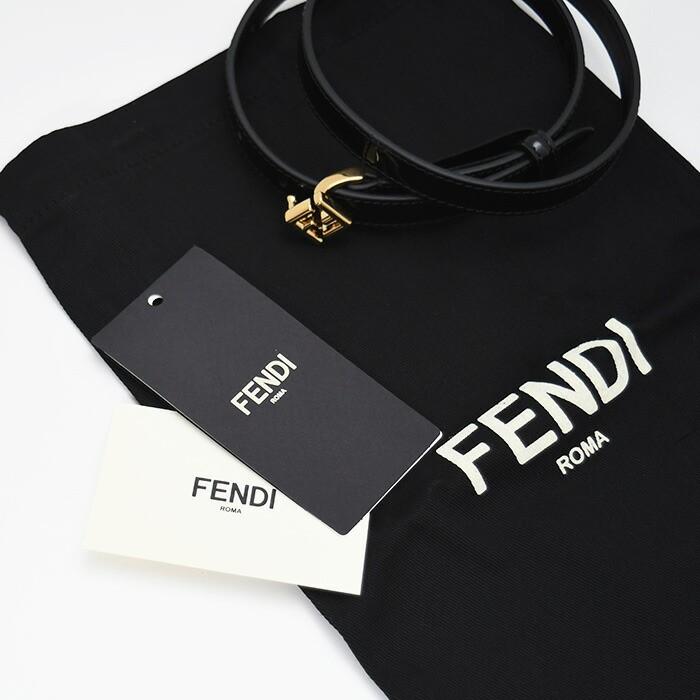 FENDI フェンディ ベルト FFダイヤモンド 8C0742 AW63 レディース ブラック カーフレザー FFモチーフ ロゴ 細ベルト 爆買の画像