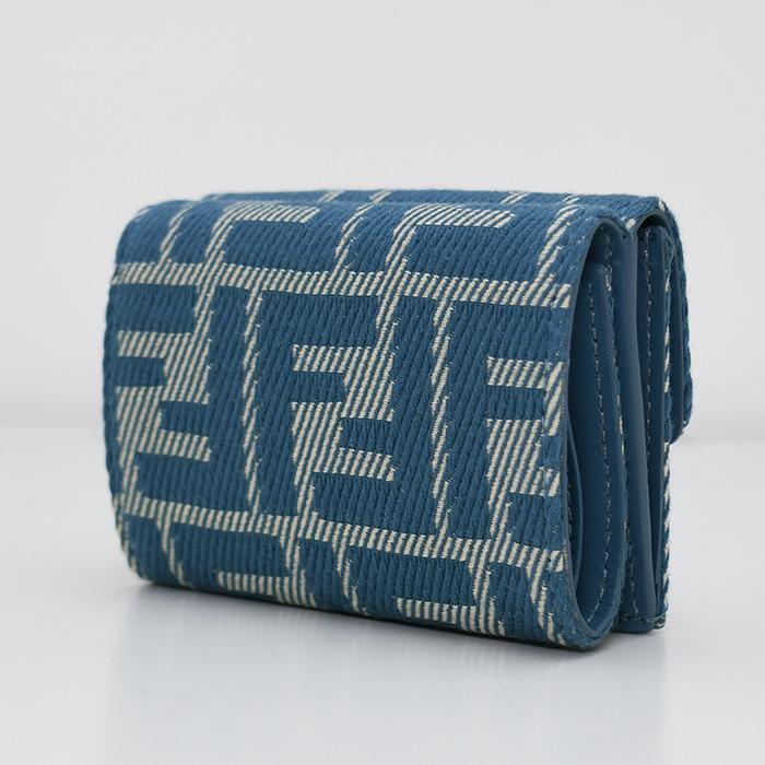 FENDI バゲットマイクロ三つ折り財布ブルーデニム調FFジャカード FENDI フェンディ 財布 ウォレット バゲット マイクロ 三つ折り