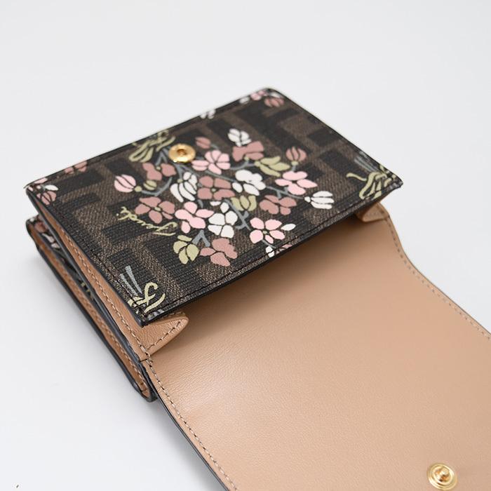 FENDI フェンディ 財布 ウォレット Flower Bouquet ブラウンFF