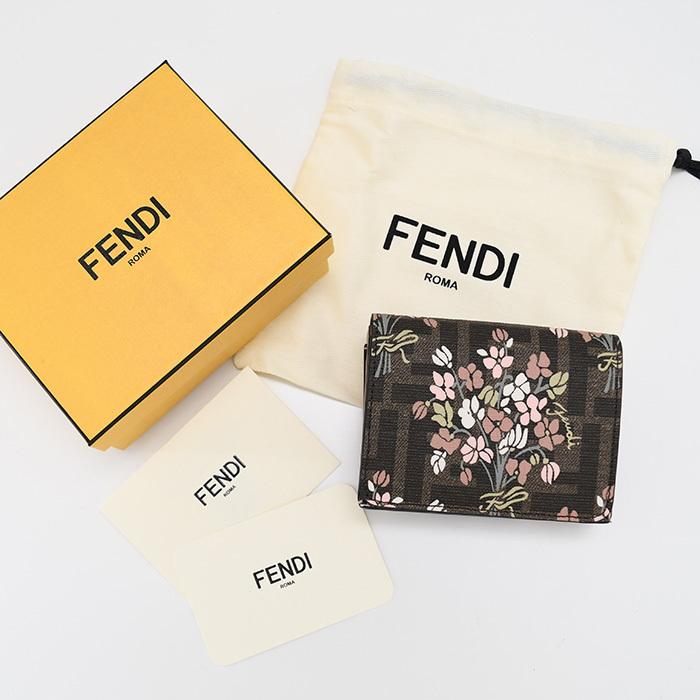 FENDI フェンディ 財布 ウォレット Flower Bouquet ブラウンFF