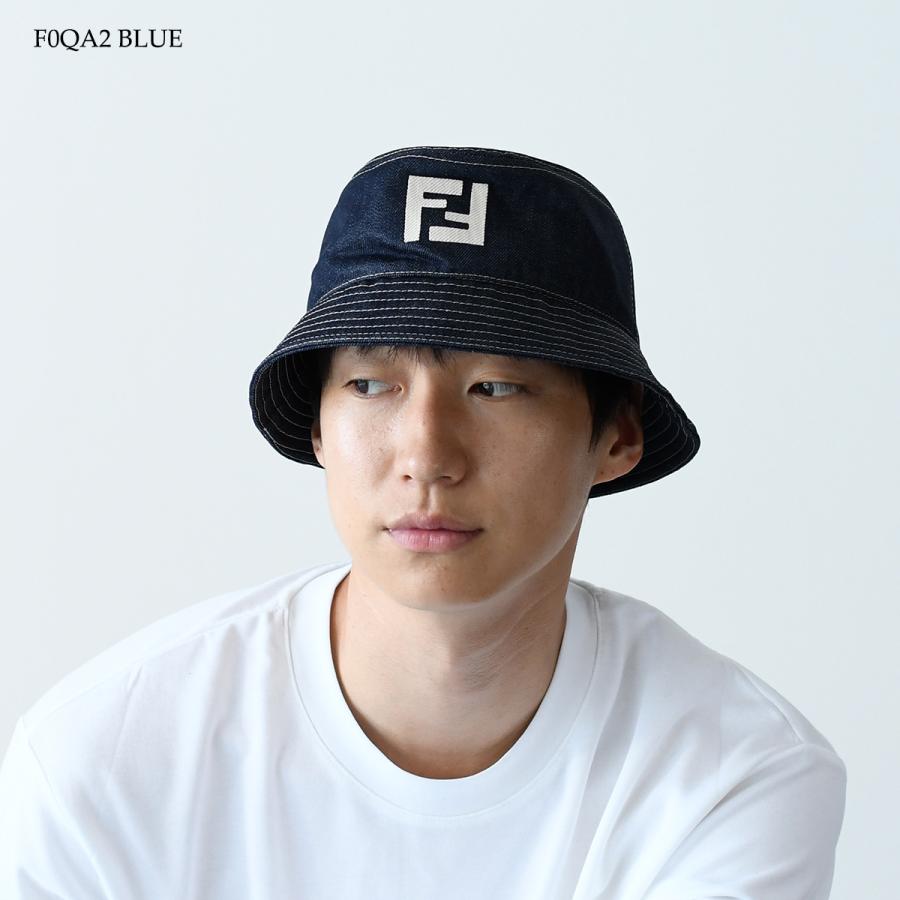 FENDI ホワイト バケットハット FENDI フェンディ FXQ801 AIKH M 国内正規品 ロゴパッチ