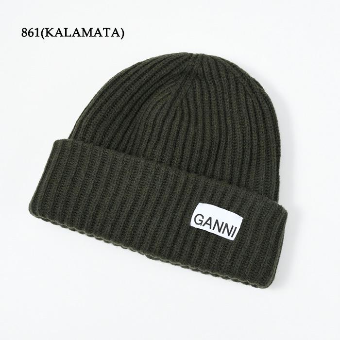 正規品保証】新品 GANNI ガニー ロゴパッチ ビーニーニット帽グレー