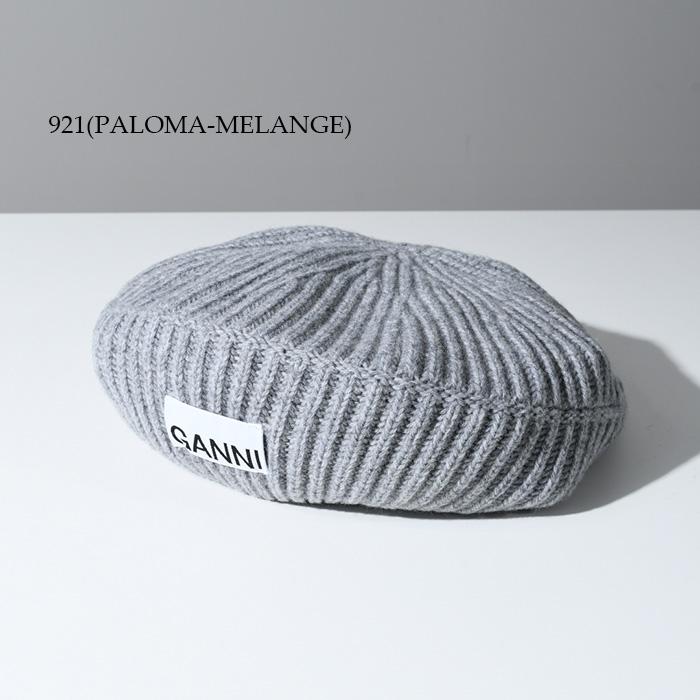 GANNI ガニー 帽子 ベレー帽 ロゴ リブ A4430 5789 レディース