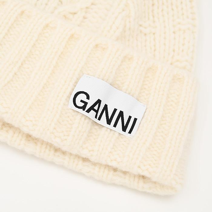 GANNI（ガニー） ニット帽 ビーニー 帽子 ウールケーブルビーニー