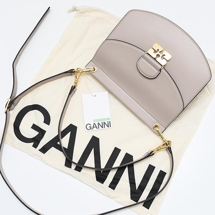 【10％OFF】GANNI ガニー バッグ ショルダーバッグ APO-G BAG SMALL A6449 A6460 レディース ブラック ベージュ レザー クラッチバッグの画像