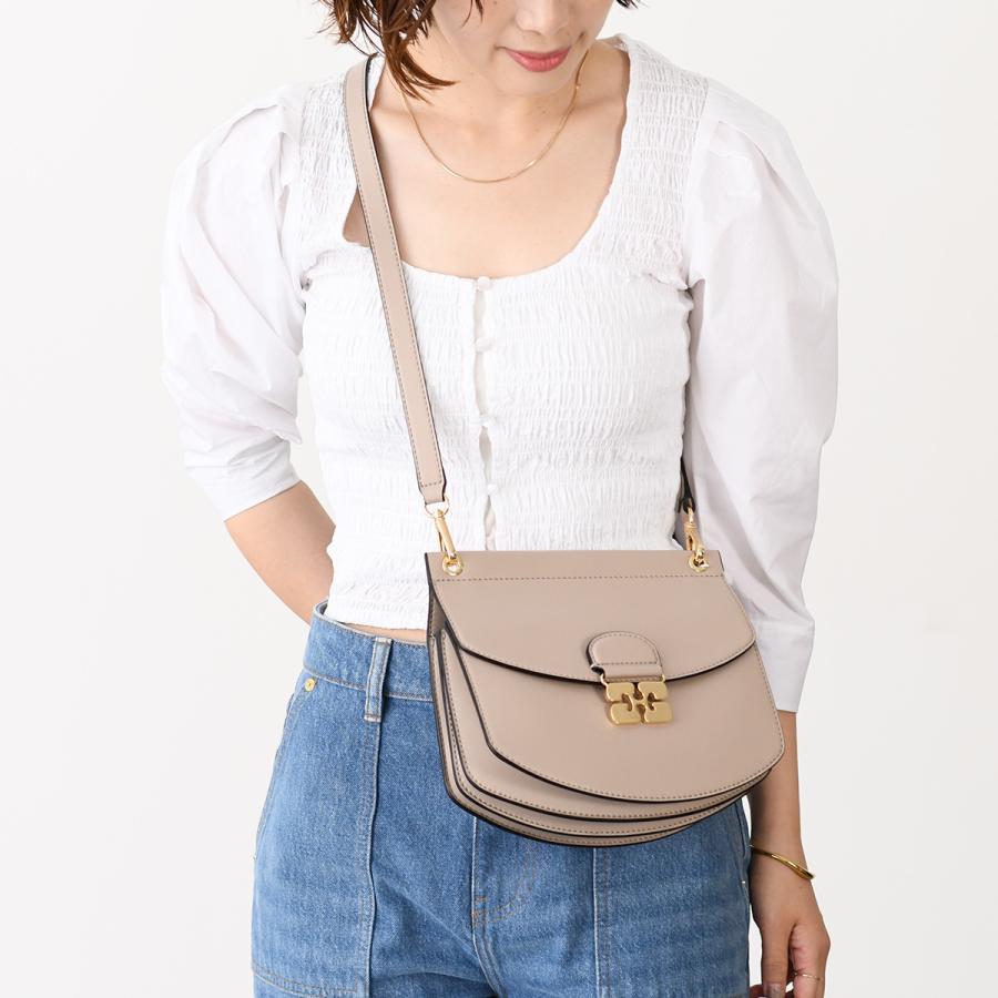 【10％OFF】GANNI ガニー バッグ ショルダーバッグ APO-G BAG SMALL A6449 A6460 レディース ブラック ベージュ レザー クラッチバッグの画像