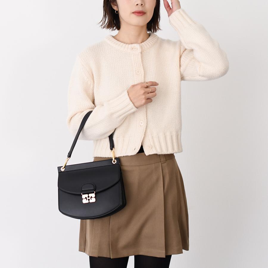 【10％OFF】GANNI ガニー バッグ ショルダーバッグ APO-G BAG SMALL A6449 A6460 レディース ブラック ベージュ レザー クラッチバッグの画像