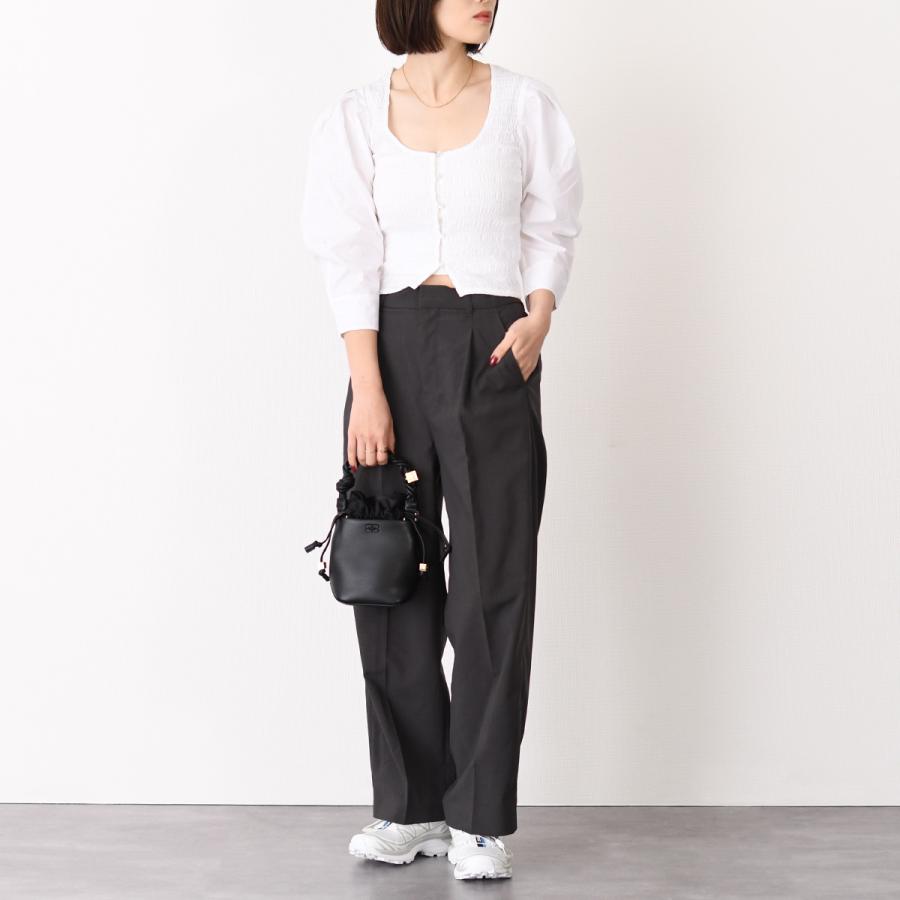 【新品】GANNI ガニー　ロゴ入り 2way 巾着 ショルダーバッグ ブラック 新品】GANNI ガニー ロゴ入り 2way 巾着 ショルダーバッグ ブラック