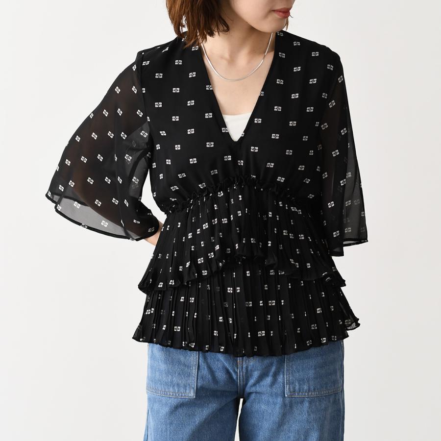 GANNI（ガニー） トップス プリーツ ジョーゼット Vネック Pleated